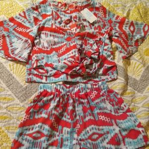 Aztec Print Blouse and Shorts